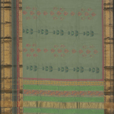 Hand block printed cotton saree