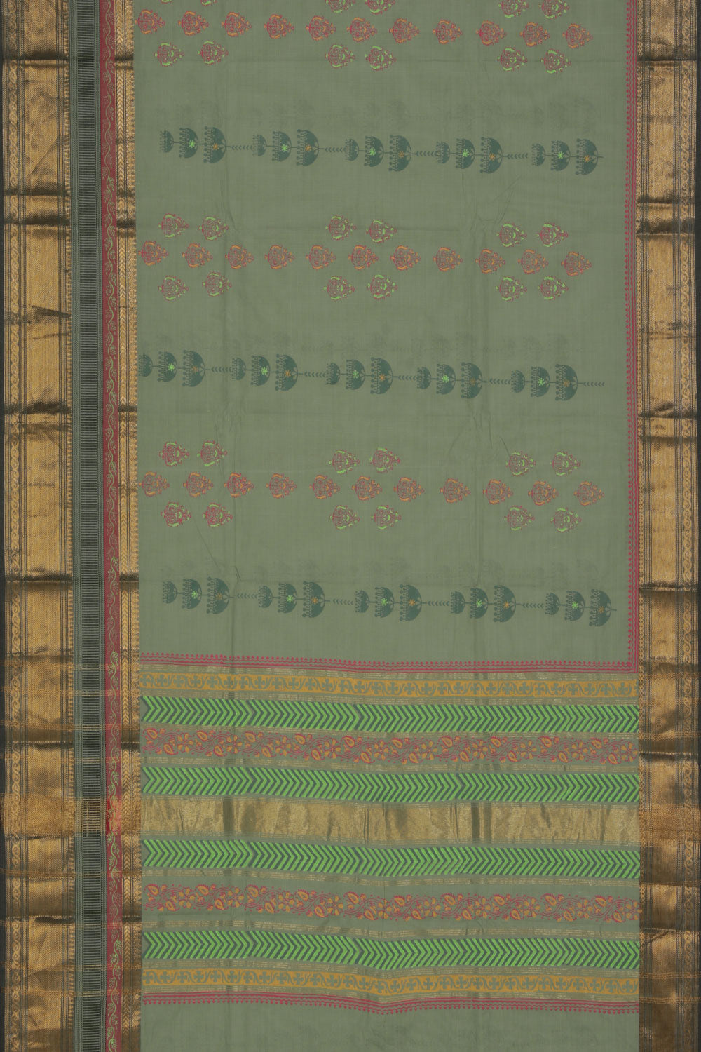 Hand block printed cotton saree