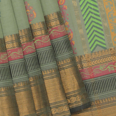 Hand block printed cotton saree