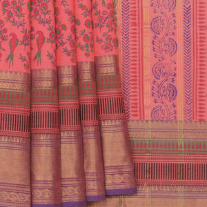 Hand block printed cotton saree