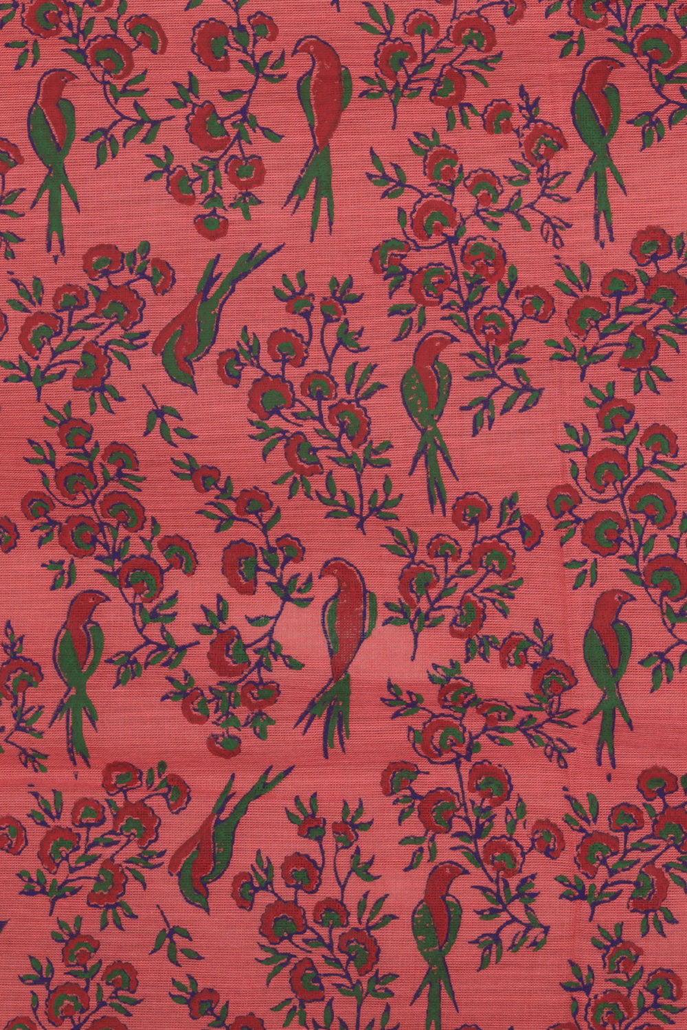 Hand block printed cotton saree