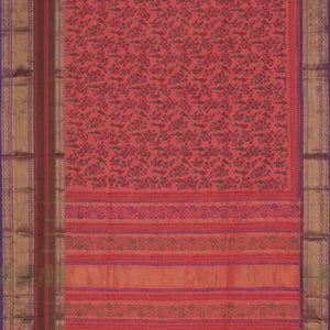 Hand block printed cotton saree