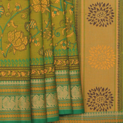 Hand block printed cotton saree