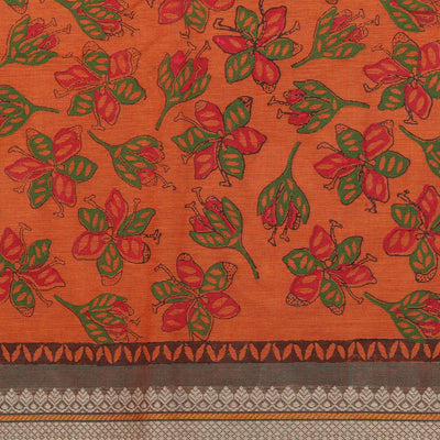 Hand block printed cotton saree