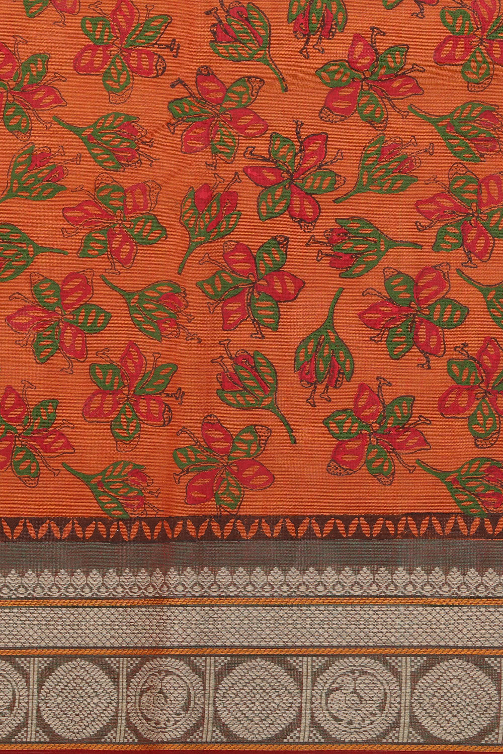 Hand block printed cotton saree