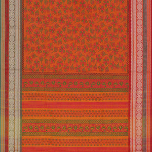 Hand block printed cotton saree