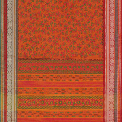 Hand block printed cotton saree