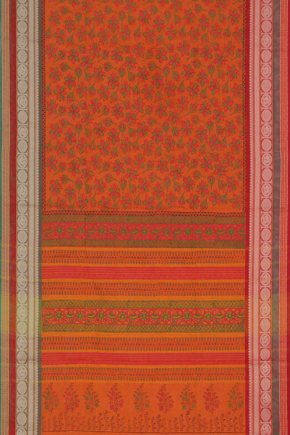 Hand block printed cotton saree