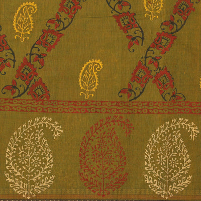 Hand block printed cotton saree