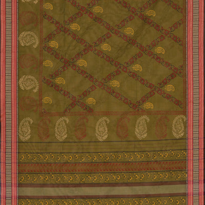 Hand block printed cotton saree