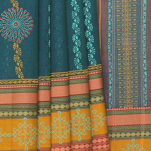 Hand block printed cotton saree