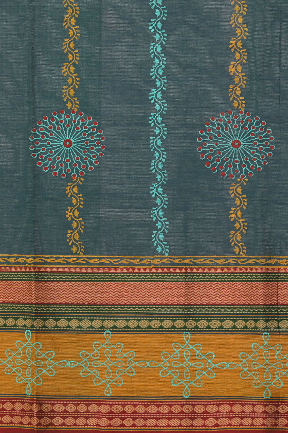 Hand block printed cotton saree