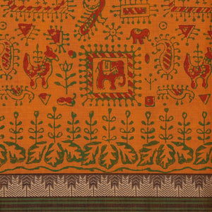 Hand block printed cotton saree