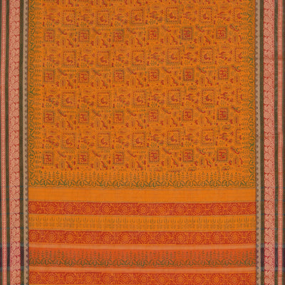 Hand block printed cotton saree