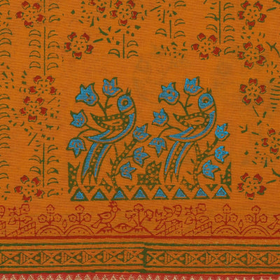Hand block printed cotton saree