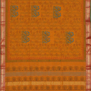 Hand block printed cotton saree