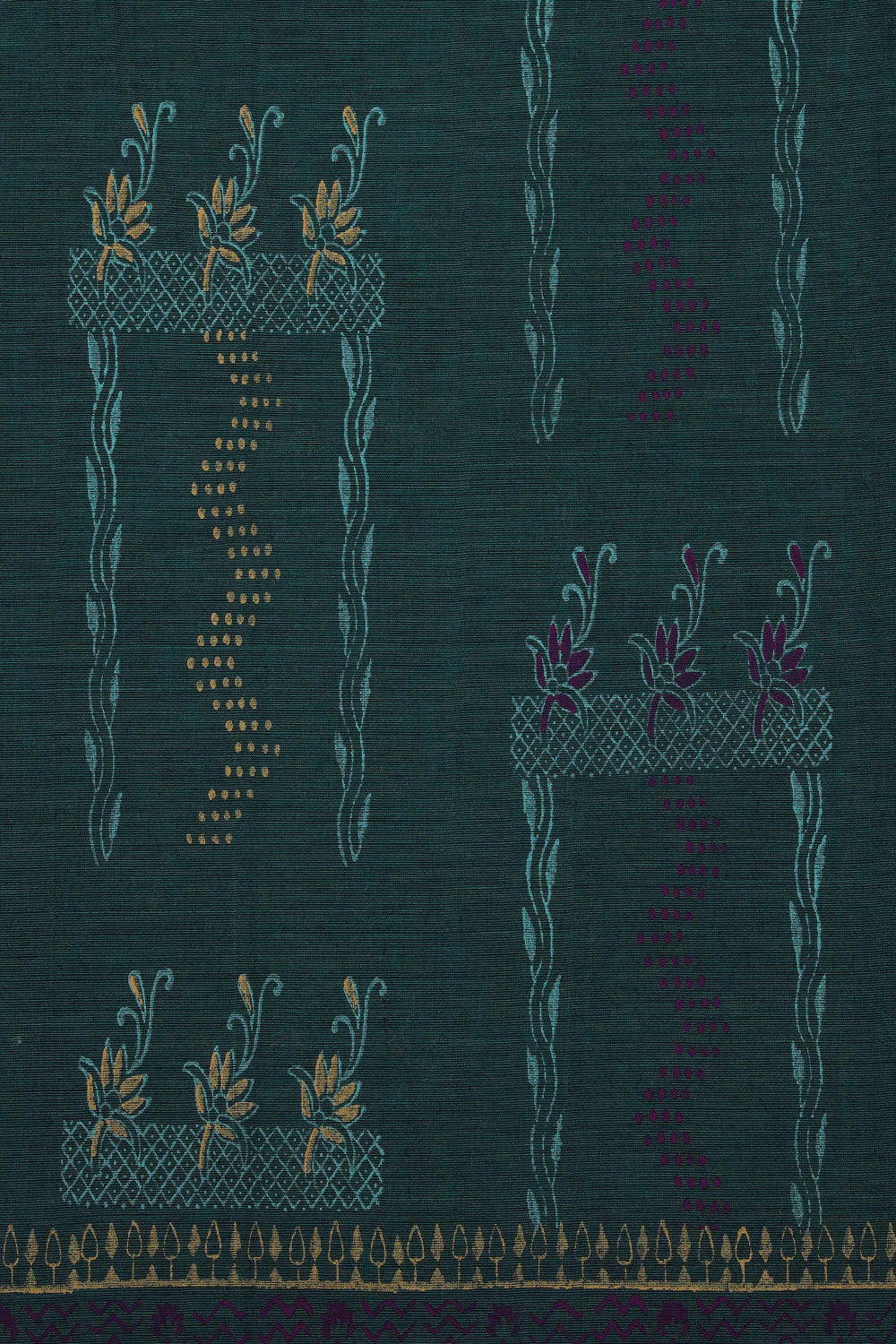 Hand block printed cotton saree