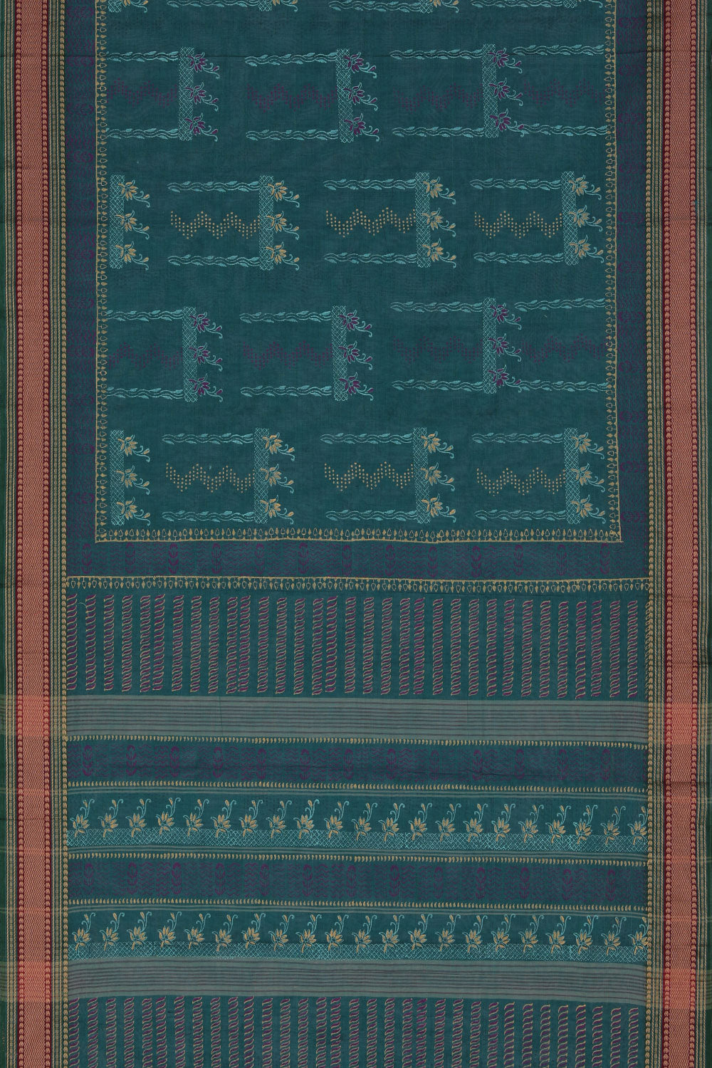 Hand block printed cotton saree
