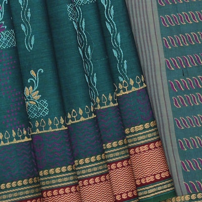 Hand block printed cotton saree