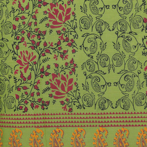 Hand block printed cotton saree