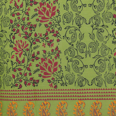 Hand block printed cotton saree