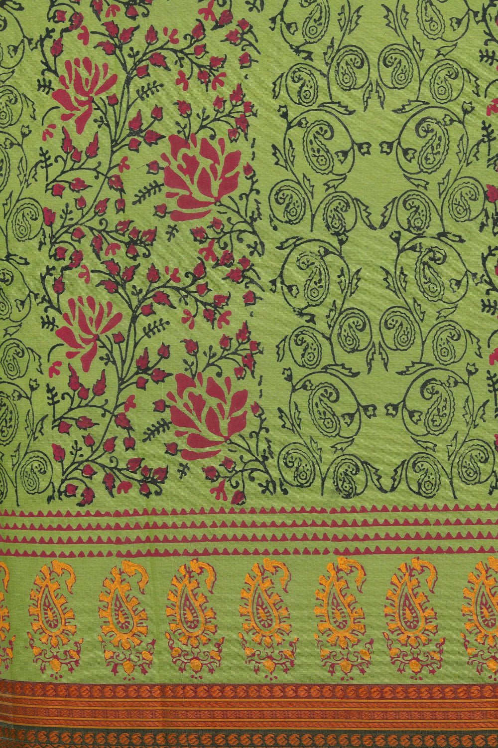 Hand block printed cotton saree
