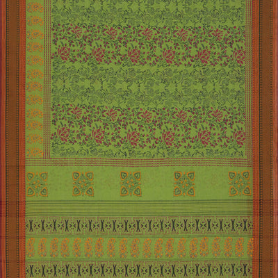 Hand block printed cotton saree