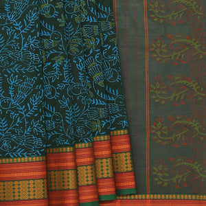 Hand block printed cotton saree