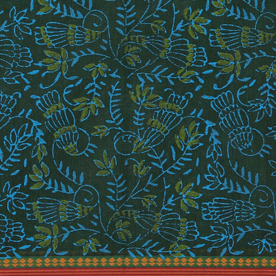 Hand block printed cotton saree