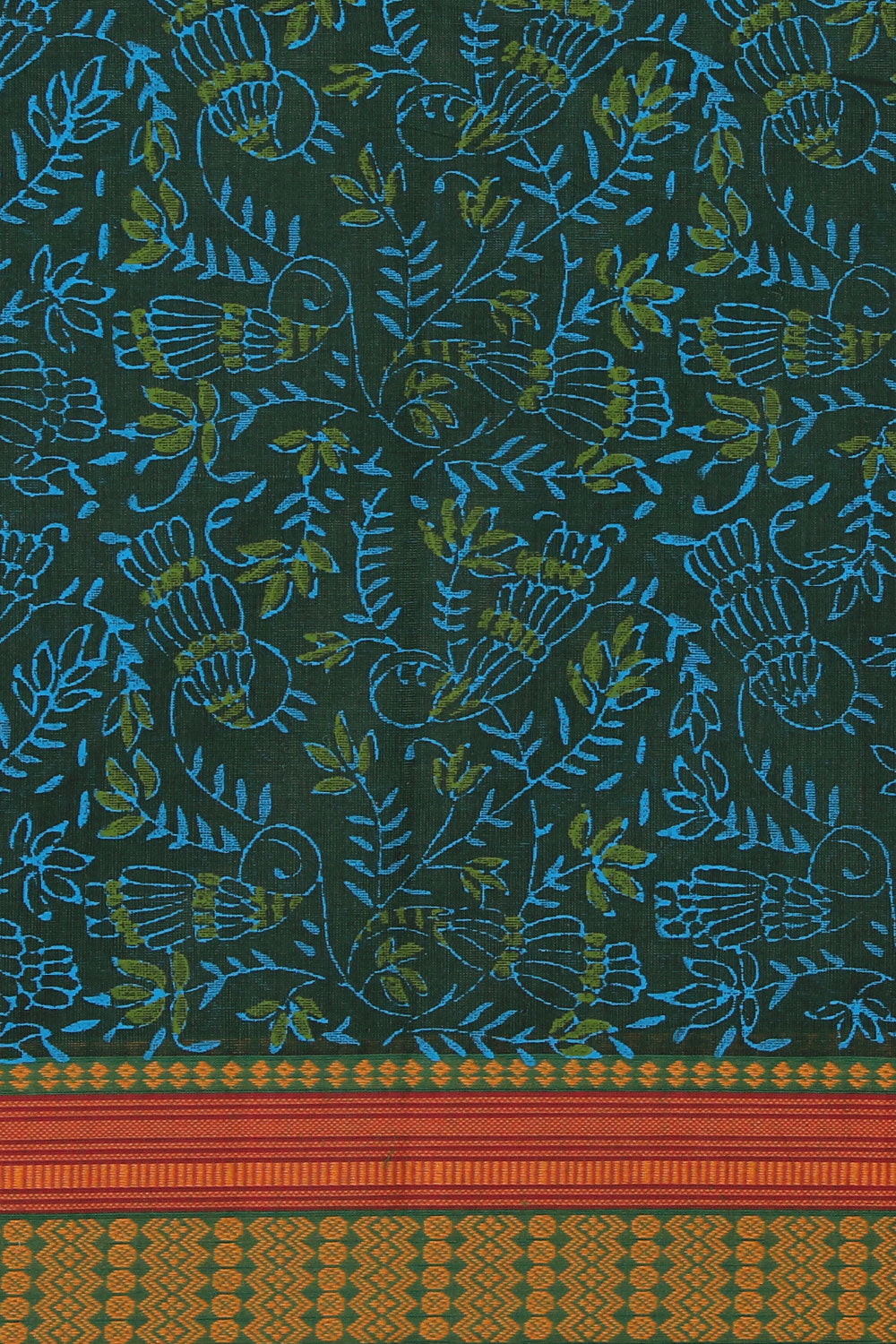 Hand block printed cotton saree