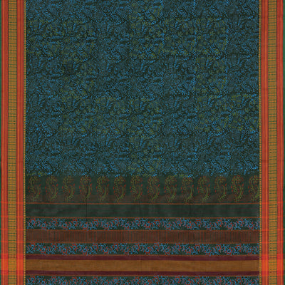 Hand block printed cotton saree