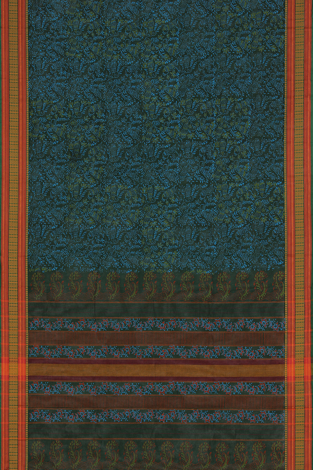 Hand block printed cotton saree