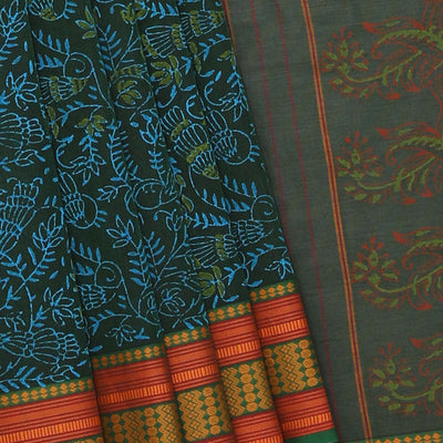 Hand block printed cotton saree