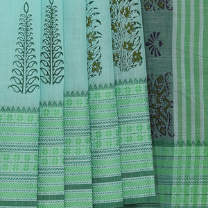 Hand block printed cotton saree
