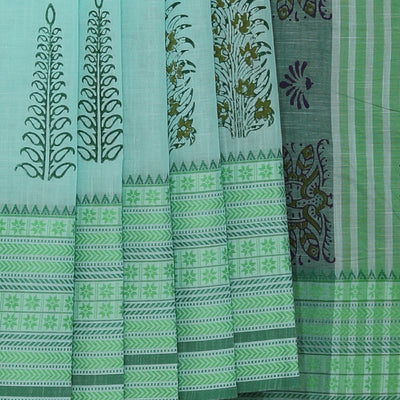Hand block printed cotton saree
