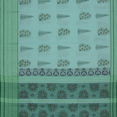 Hand block printed cotton saree