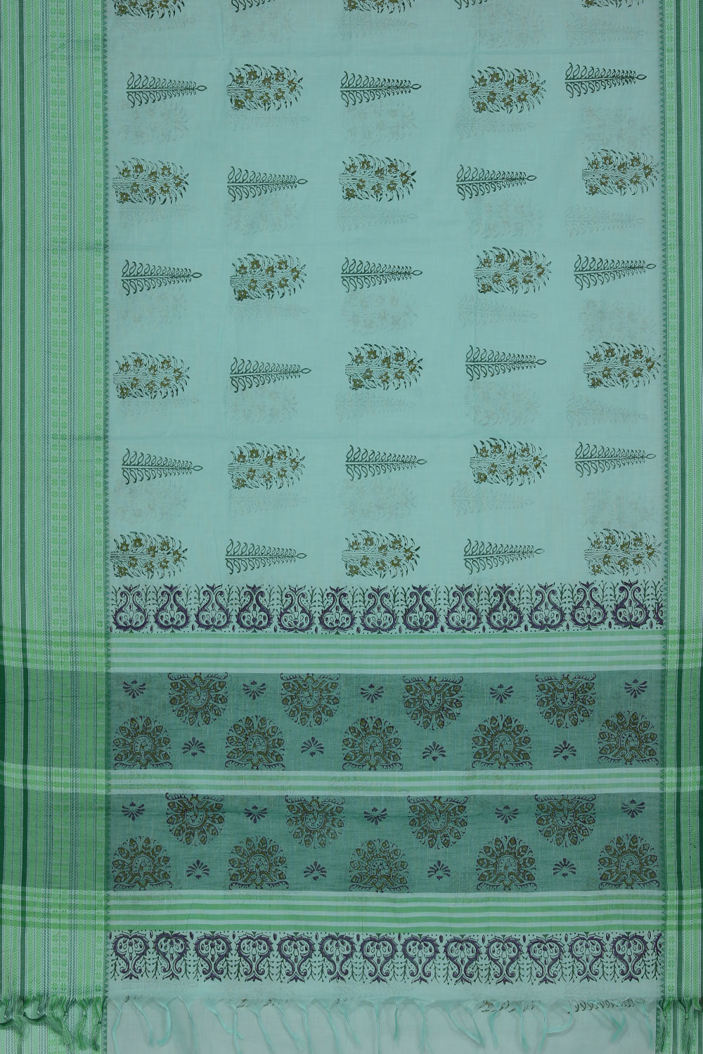 Hand block printed cotton saree