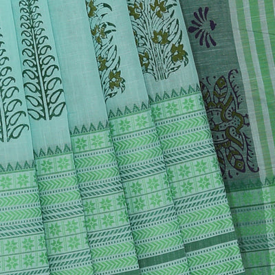 Hand block printed cotton saree