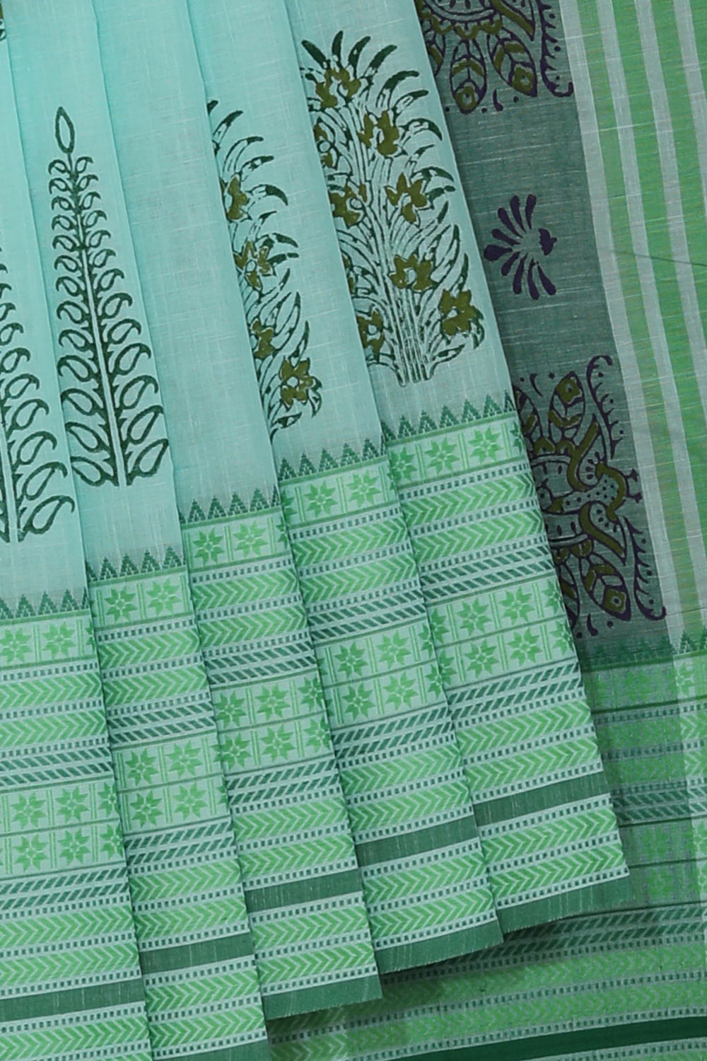 Hand block printed cotton saree