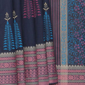 Hand block printed cotton saree
