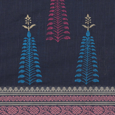 Hand block printed cotton saree