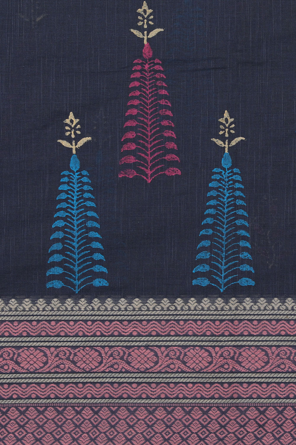 Hand block printed cotton saree