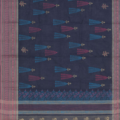 Hand block printed cotton saree