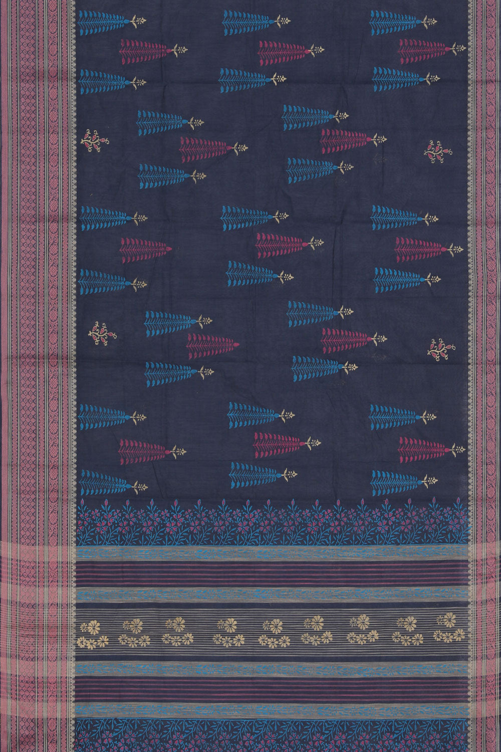 Hand block printed cotton saree