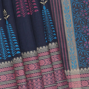 Hand block printed cotton saree