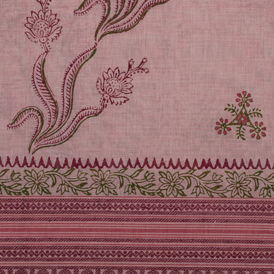 Hand block printed cotton saree