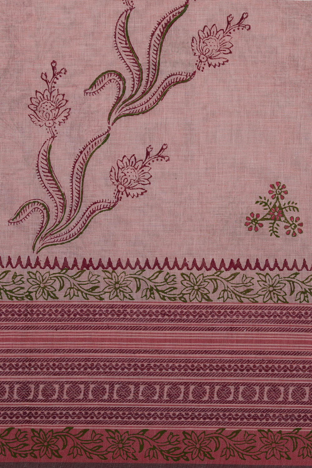 Hand block printed cotton saree