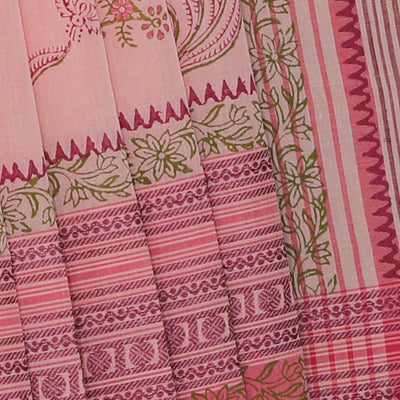 Hand block printed cotton saree