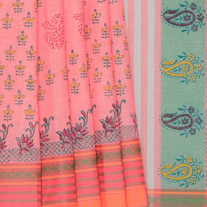 Hand block printed cotton saree