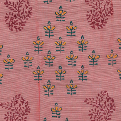 Hand block printed cotton saree